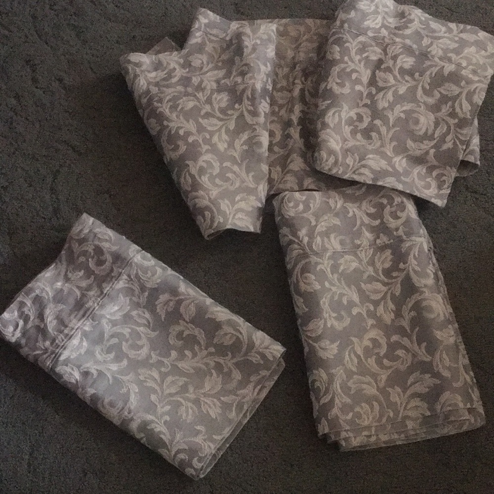 Woven jacquard w/scroll pattern window treatments - set of 3